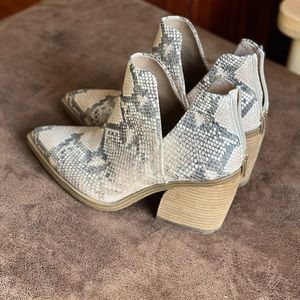 Vince Camuto western snakeskin booties